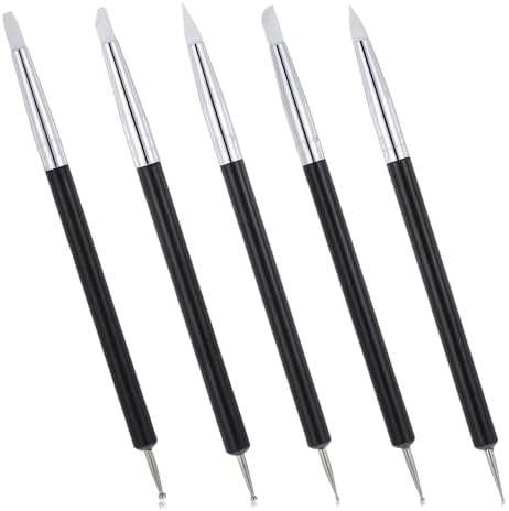 5 Pcs Nail Art Dotting Tools Dual-Ended Nail-Art Sculpture Pen Dotting Tools Dual-Head Resin Nails-Art-Tools Silicone Nail Polish Brushes Modeling Painting Tool DIY Arts (Black) by Unknown
