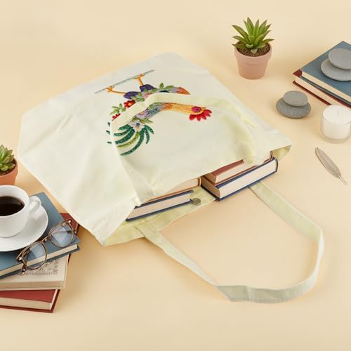 ERKOON Canvas Tote Bag Embroidery Kit for Beginners, Floral Arts Crafts Cross Stitch Kits for Adults Including Stamped Embroidery Bag with Hoops, Needle, Instruction and Color Threads (Rooster) - Image 6