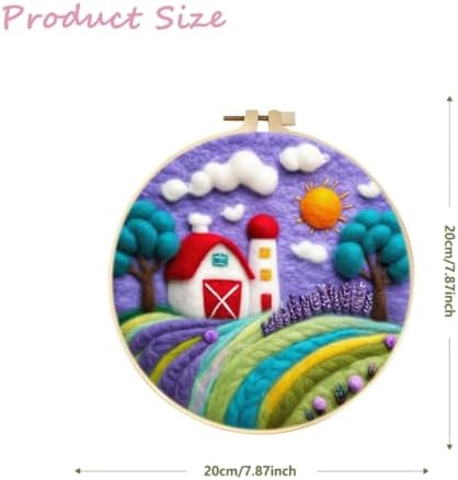 CaptainCrafts DIY Needle Felting Starter Kit with Picture Hoop, Foam Pad Felt Cloth Instructions for Home Decoration Beginner Art Craft (Purple Homestead) - Image 2