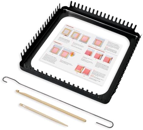 ULIONTAC Solid Metal Square Weaving Loom Tool Potholder Set (7 inch, Black) - Image 2