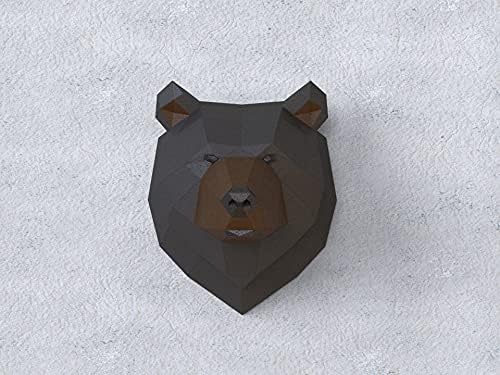 Grizzly Trophy Paper Sculpture,Pre-cut DIY Papercraft Kit,Handmade Bear Figurine, Color,Low Poly Wall Decor,All Accessories Included - Image 4