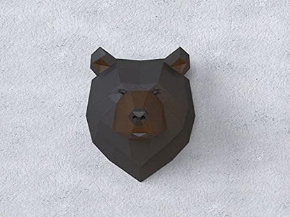 Grizzly Trophy Paper Sculpture,Pre-cut DIY Papercraft Kit,Handmade Bear Figurine, Color,Low Poly Wall Decor,All Accessories Included - Image 4