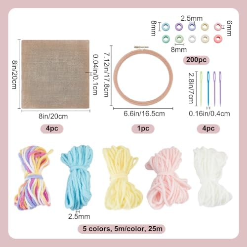 DELORIGIN Beginner Sewing Kits Embroidery Starter Kit with Linen Acrylic Beads Embroidery Hoop Colorful Threads Sewing Needles Embroidery Tools Stitch Learning DIY Kit Crafts for Adults Women - Image 2