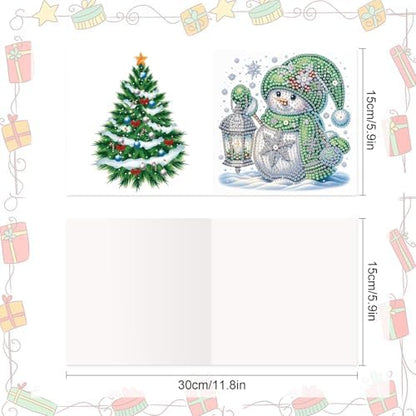 8pcs Christmas Diamond Painting Greeting Cards Christmas snowman & penguin, for Blessings and Wishes, Special Shape Crystal Partial Mosaic Making Craft, Paper Material, DIY Gifts for Holiday - Image 2