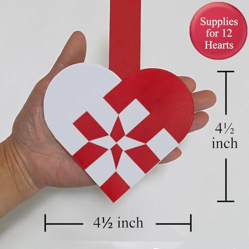 12 DIY Danish Heart Baskets. 4x4 Checkered Pattern with Central Star. Precut and Ready to Use, No Tools Needed. Traditional Weaving Paper Craft to Make Julehjerter. for Experienced Crafters - Image 2