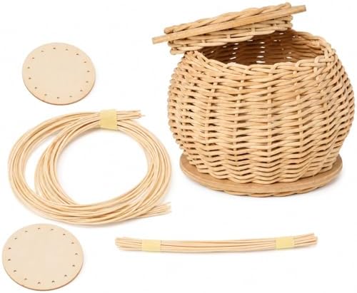 PEDDIG SHOP DIY Basket Weaving Kit with Lid – Complete Rattan Craft Set for Adults & Teens 12+, Handmade Lidded Storage Basket Making Kit with Step-by-Step Instructions by PEDDIGSHOP