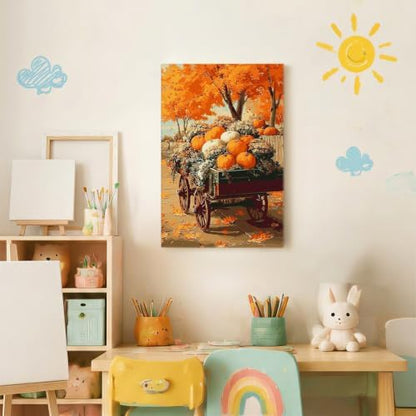 Spandrel Pumpkin Framed Paint by Numbers Kit for Adult, Halloween Adult Paint by Number Kits on Canvas, DIY Acrylic Oil Easy Autumn Painting by Numbers Fall for Home Wall Decor, 8x12in - Image 3