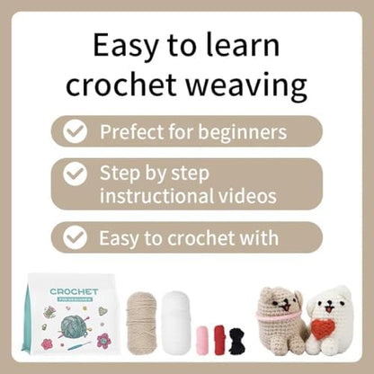 Hylvix Crochet kit for Beginners, Dog Puppy Animals Crochet kit, Learn to Crochet, with Step by Step Video, for Adults Kids, for Gifts, with Tutorials and Yarns, Hook, Accessories (Puppy) - Image 6