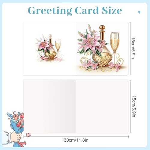 jinglinhh 12pcs Diamond Art Painting Flower Drink Greeting Cards with Envelopes, DIY Card Making Kits for Adults, Diamond Art Postcards Christmas Cards Craft Gifts - Image 2