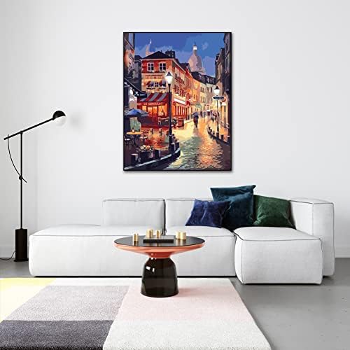 QUITEDEW Paint by Number Kits for Adults,City Paint by Number Adult,Street Scenery Painting by Numbers,Night View Oil Painting Suitable for Home Wall Decoration 16x20 Inch - Image 4