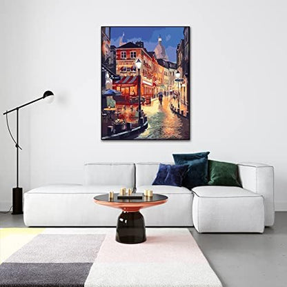 QUITEDEW Paint by Number Kits for Adults,City Paint by Number Adult,Street Scenery Painting by Numbers,Night View Oil Painting Suitable for Home Wall Decoration 16x20 Inch - Image 4