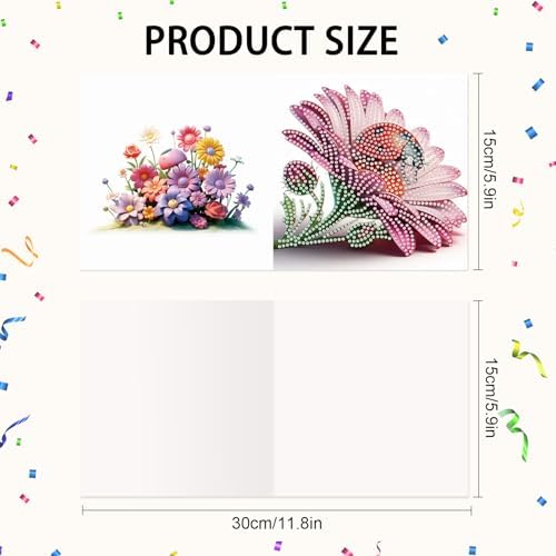 LazyFold 6Pcs DIY Diamond Art Painting Greeting Cards with Envelopes, Ladybugs and Flowers All Occasion Note Card Kit for Women, Handmade Thank You Birthday Friendship Cards Gift - Image 2