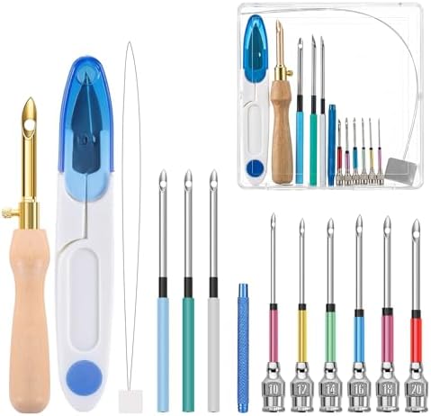 14 Pcs Punch Needle Kit with Storage Box, Adjustable Punch Needle Tool by Needbrock