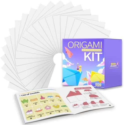 Praisebank White Origami Paper, 500pcs 6x6 inch, Double Sided Color, Origami Kit with Guide instruction for Crafts by Praisebank
