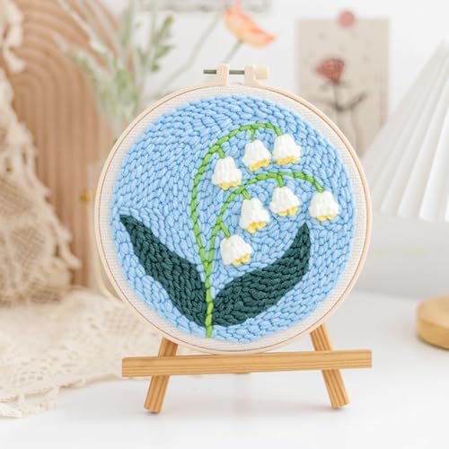 Woohome Punch Needle Kit Included Plastic Hoops, Punch Needle Cloth, Color Yarn and Punch Needle Tools for Adults, Beginners (9.Tulips and Chrysanthemums) - Image 4
