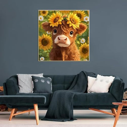 Highland Cattle Cross Stitch Kits for Beginners Adults, Sunflower Patterns Dimensions Needlepoint Art Crafts,Counted Cross Stitch Kits Embroidery Kits for Beginners Adults for Home Decor - Image 3