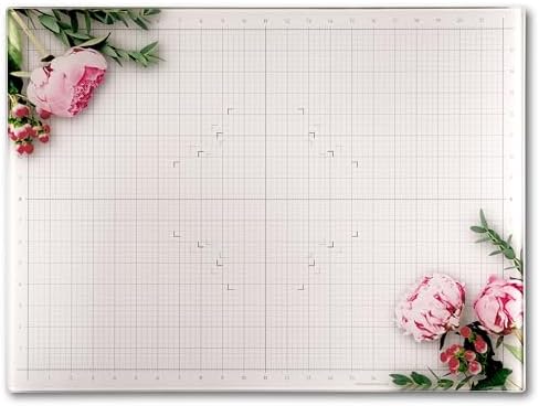 GLASSBOARD STUDIO Floral Glass Craft Mat (18x24in) - Magnetic, Heat & Scratch Resistant, Stain-Proof for Crafting, Cutting, Painting, Mixed Media Artwork - Grid & Angle Lines, Non-Slip Rubber Feet by GlassboardStudio