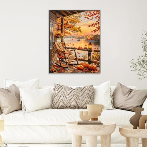 AOSGEDY Fall Paint by Numbers Kit for Adults - Autumn Landscape Adult Paint by Number Kits on Canvas Without Frame for Beginner, DIY Acrylic Oil Painting by Numbers Kit for Home Wall Decor 16x20 Inch - Image 2