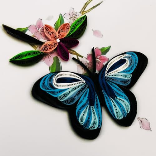 Quilling Cards, handmade card, quilled cards with Dedicated Paper, quilling birthday cards for women or all occasions: Mother's day, Greeting card, Birthday... daisy bouquet (Flowers with dragonfly) (Butter fly) - Image 5