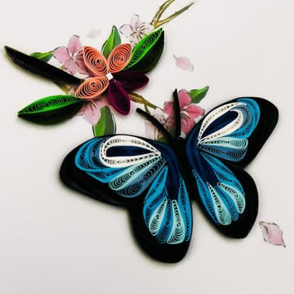 Quilling Cards, handmade card, quilled cards with Dedicated Paper, quilling birthday cards for women or all occasions: Mother's day, Greeting card, Birthday... daisy bouquet (Flowers with dragonfly) (Butter fly) - Image 5