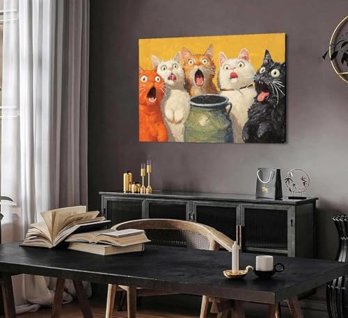 Surprised Cats Paint by Numbers Kit for Adults Framed Canvas, Frameworkless - Image 4