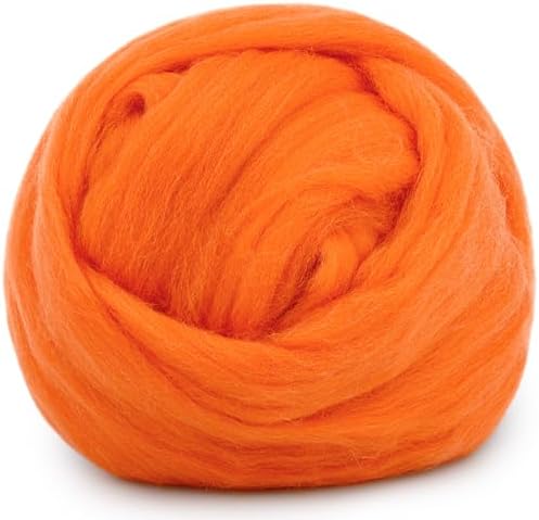 Mayboos 1.76oz Orange-Red Wool Roving, Needle Felting Wool by Mayboos