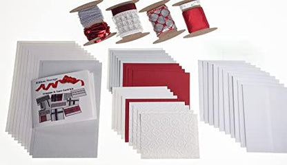 DIY Greeting Card Kit - Ribbon Cards - Handmade DIY Card Kits - Card Making Kit, Thank You & Birthday Cards - Card Kit for 10 Project Card (Crimson & Lace) - Image 2