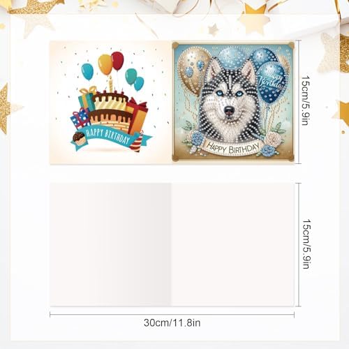 6 Packs Diamond Painting Greeting Card Kits Diamond Art Dog Laser Effect Greeting Cards Animal Special Shaped Diamond Art Greeting Card Arts Crafts for Christmas Birthday Thanksgiving Day(30x15cm) - Image 3