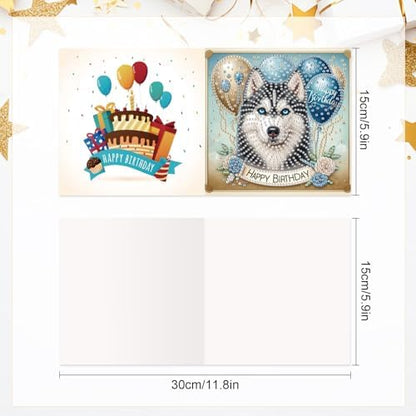 6 Packs Diamond Painting Greeting Card Kits Diamond Art Dog Laser Effect Greeting Cards Animal Special Shaped Diamond Art Greeting Card Arts Crafts for Christmas Birthday Thanksgiving Day(30x15cm) - Image 3