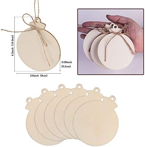 50PCS DIY Wooden Christmas Ornaments, 4" Blank Wood Ornaments for Crafts - Image 2