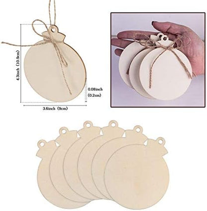 50PCS DIY Wooden Christmas Ornaments, 4" Blank Wood Ornaments for Crafts - Image 2