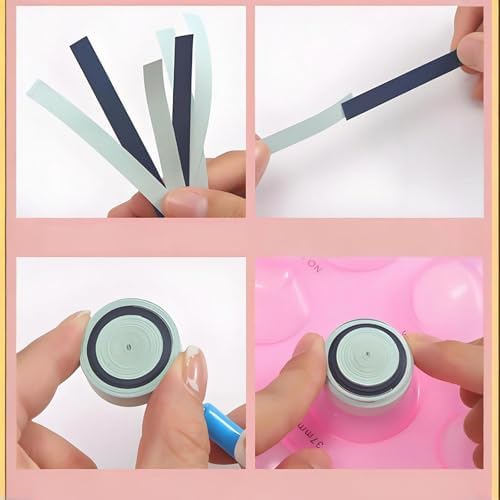 sunnates 2 PCS 3 Row Paper Quilling Tools 3D Half Ball Domes DIY Roll Tool Plastic Mini Quilling Molds for DIY Paper Art Tools Blue Pink - Image 4