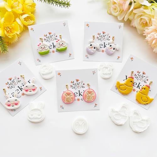 Easter Polymer Clay Cutters Set - 12pcs Sharp & Durable Bunny, Chick, Ice Cream & Egg Shapes for DIY Earring Jewelry Making, Soft Clay Crafts & Spring Holiday Supplies - Image 4