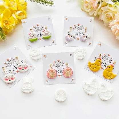 Easter Polymer Clay Cutters Set - 12pcs Sharp & Durable Bunny, Chick, Ice Cream & Egg Shapes for DIY Earring Jewelry Making, Soft Clay Crafts & Spring Holiday Supplies - Image 4