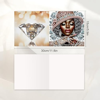 JISHSHAY 6 PCS Diamond Painting Greeting Cards African Woman Diamond Art Birthday Cards with Envelopes Gem Art Gem Painting Mosaic Kits for Adults for Thanksgiving Birthday Anniversary Valentine - Image 2