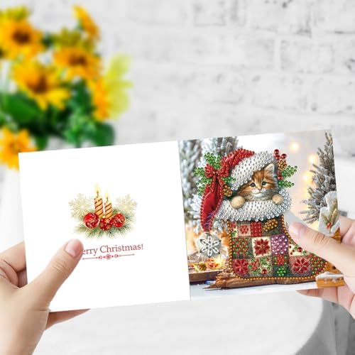 6pcs DIY Diamond Art Christmas Cards Kit with Envelopes & Tools-Diamond Dot Greeting Cards,Xmas 5D Rhinestones Painting for Adults,DIY Craft Family Friend Xmas Gifts(Xmas Stocking Animals) - Image 6