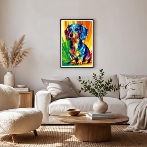 NXIKYO Framed Dachshund Dog Paint by Numbers Kit for Adults Beginner, Colorful Puppy Easy Paint by Numbers Canvas with Frame, DIY Painting Kit for Relaxing Home Wall Decor Gift 8x12 Inch - Image 3