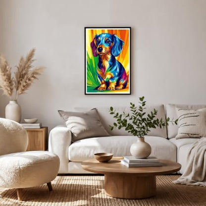 NXIKYO Framed Dachshund Dog Paint by Numbers Kit for Adults Beginner, Colorful Puppy Easy Paint by Numbers Canvas with Frame, DIY Painting Kit for Relaxing Home Wall Decor Gift 8x12 Inch - Image 3