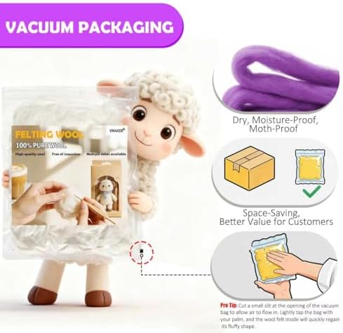 VNAKER 3.4oz Needle Felting Wool Purple for DIY Needle Craft Enthusiasts - Image 6