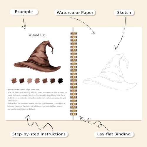 Easy Magic Watercolor Workbook for Beginners, Water Coloring Book, 18 Colors Watercolors Paint Set, 12 Patterns Fantasy Art Watercolor Kit, Relaxing DIY Gift for Adults and Women Teen - Image 4