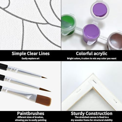 VOCHIC 4 Pack Sip and Paint Kit Pre Drawn Canvas Painting for Adults, Couples Date Night Games Painting Kit Valentine Christmas Room Decor Gift Party Supplies Favor(8x10) - Image 4