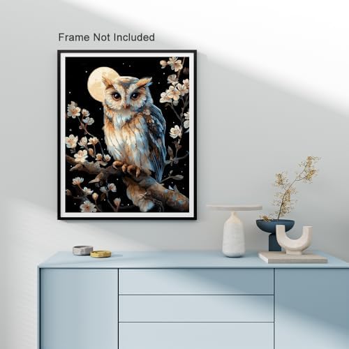 Natuyalo Paint by Numbers for Adults and Beginner, Owl and Moon Painting by Number Kits on Canvas, Animals Paint by Number Kit Funny DIY Home Wall Decor Gifts 16x20 inch - Image 3