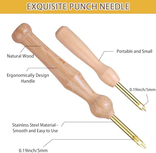 Cheloment Punch Needle Kit for Beginners with Embroidery Hoop,Monks Cloth and Yarns, Embroidery Starter Kit Embroidery Experience Set, Punch Needle Set Adults Beginner Perfect for Craft Lovers - Image 3