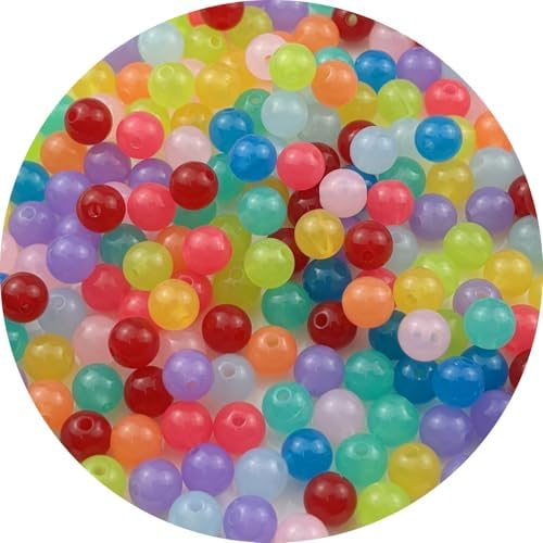 200pcs Acrylic Round Beads for Crafts 10mm Resin Candy Color Spacer Beads with Hole for Jewelry Making Sewing Crafts Decoration Necklaces Bracelets Earrings Supplies(Jelly Mix Colors) by Unknown