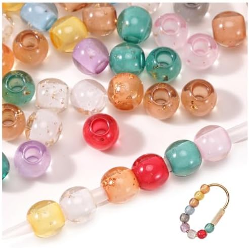 100pcs 10mm Large Hole Beads Resin for Carabiner Bag Charm Keychain by Aoxsie