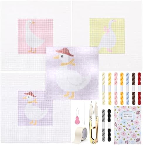 Chumia 3 Pcs Goose Needlepoint Canvas Kit for Adult 13ct 8" x 8" by Chumia