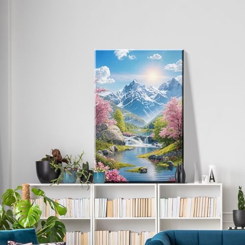 ATDMS Mountain Paint by Numbers Kits for Adult with Frame, 7.87x11.81 Inch - Image 2