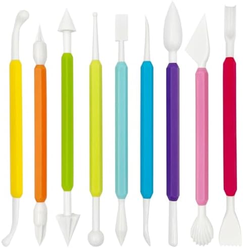 9-Piece Plastic Clay Sculpting Tool Kit – Air-Dry & Polymer Clay Modeling Set with Easy-Grip Handles by Unknown