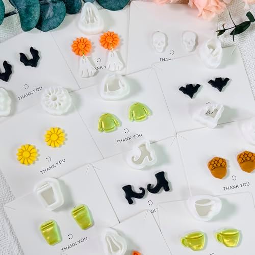 Xaekicr 12PCS Mini Halloween Clay Cutters for Polymer Clay Jewelry – Small Clay Earring Cutters, Fall Pumpkin Coffee Boot Shapes, Polymer Clay Tools & Molds Kit - Image 6