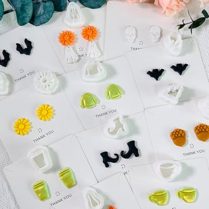 Xaekicr 12PCS Mini Halloween Clay Cutters for Polymer Clay Jewelry – Small Clay Earring Cutters, Fall Pumpkin Coffee Boot Shapes, Polymer Clay Tools & Molds Kit - Image 6